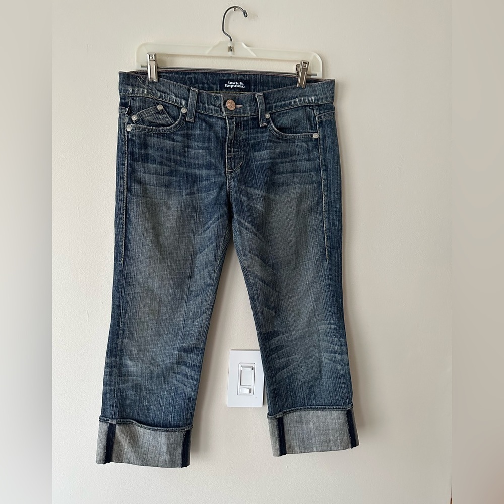 ROCK & Republic Chrissy Low Rise Medium Wash Cropped Jeans Size 28